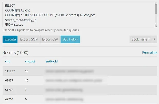 Ergebnis SQLite Query