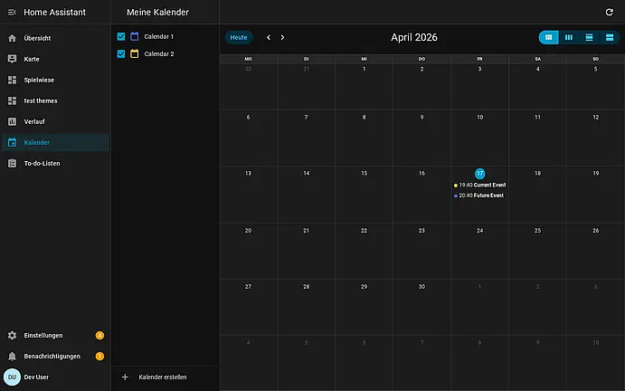 Screenshot Kalender-Dashboard – Desktop