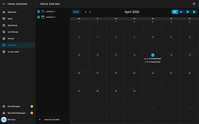 Screenshot Kalender-Dashboard – Desktop