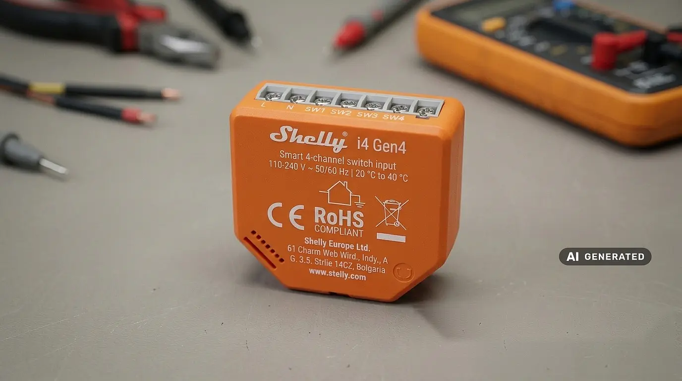 Shelly I4 Gen4 auf Werkbank - AI generiert