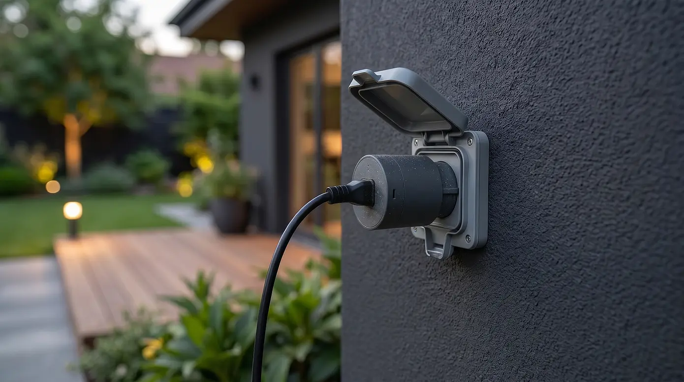 Smartplug an Außensteckdose - KI-generiert