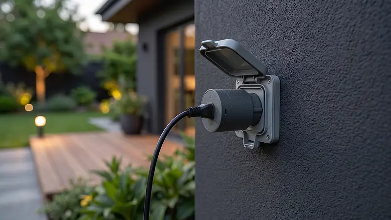 Smartplug an Außensteckdose - KI-generiert