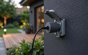 Smartplug an Außensteckdose - KI-generiert