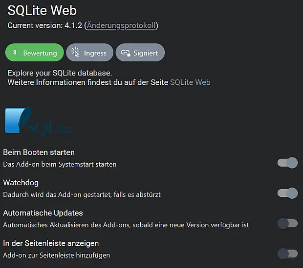 SQLite Web Add-on