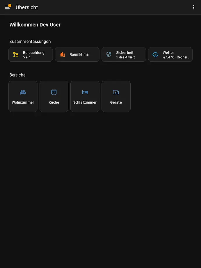 Screenshot Home-Dashboard – Tablet