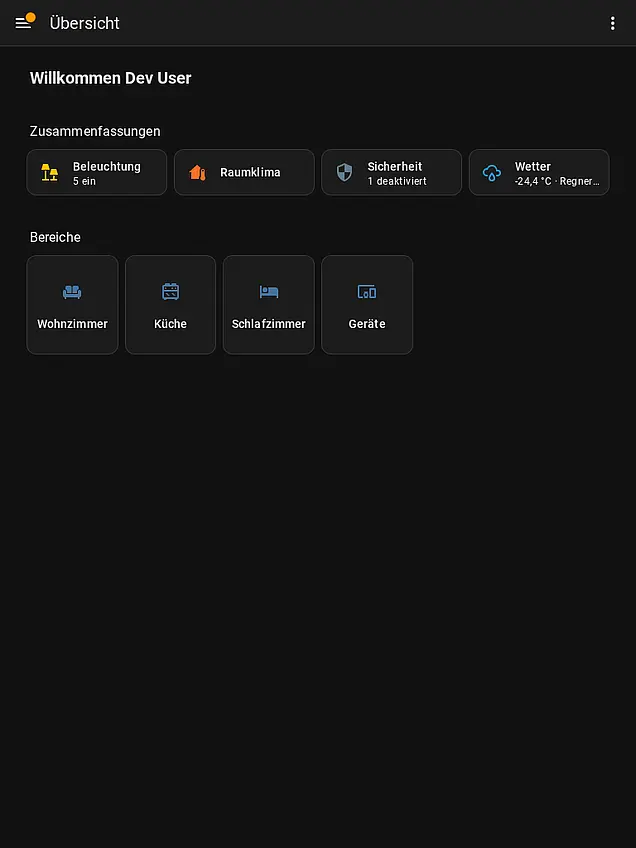 Screenshot Home-Dashboard – Tablet