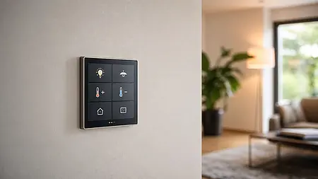 Montiertes Wanddisplay in mordernem Wohnzimmer