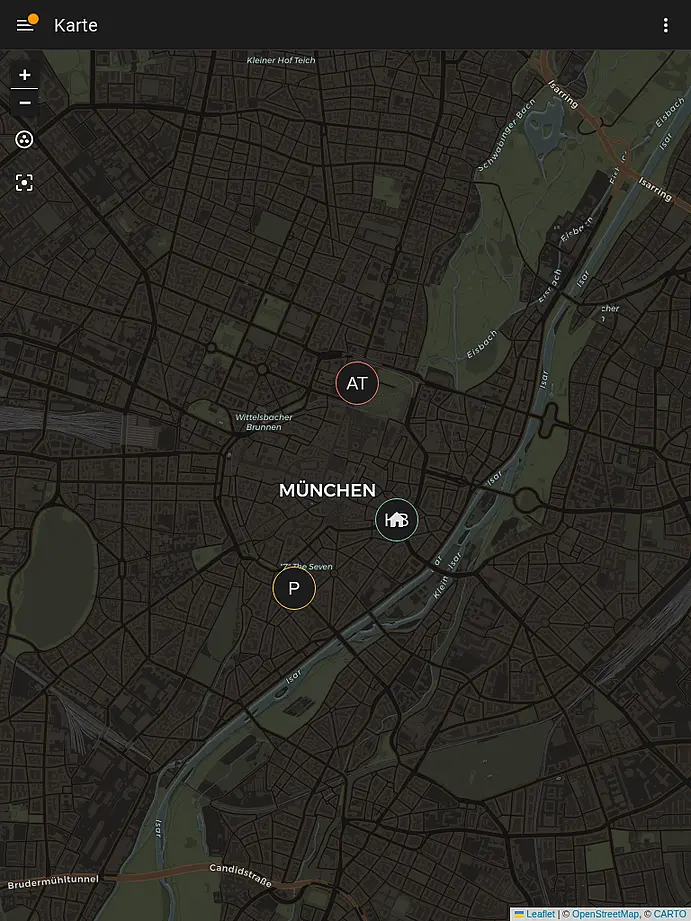 Screenshot Karten-Dashboard – Tablet
