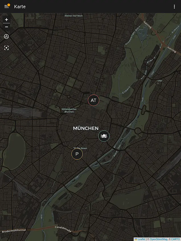Screenshot Karten-Dashboard – Tablet