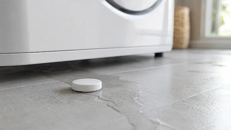 Wassersensor vor einer Waschmaschine 