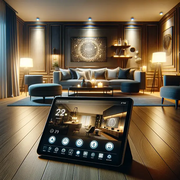 Tablet im Wohnzimmer