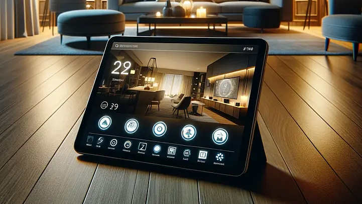 Tablet im Wohnzimmer