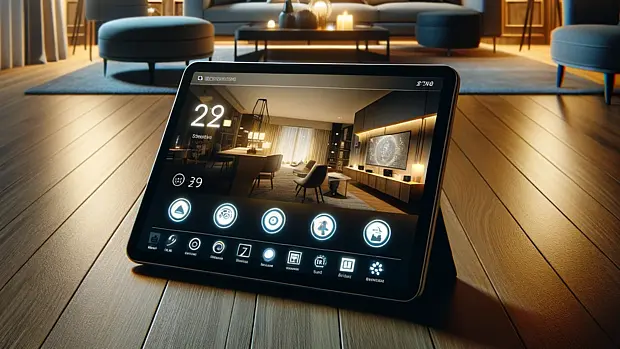 Tablet im Wohnzimmer