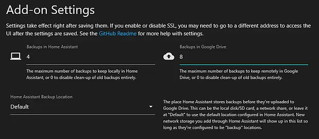 Screenshot Google Drive Backup Settings
