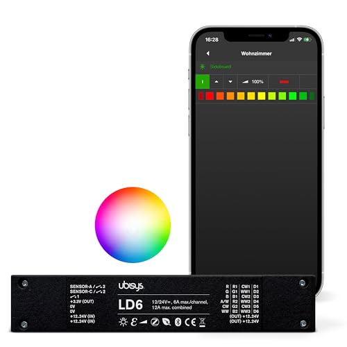 ubisys LED-Controller LD6: Zigbee/Bluetooth | 12/24V | RGBW, Tunable White oder Einfarbig | bis zu 6 Leuchten.