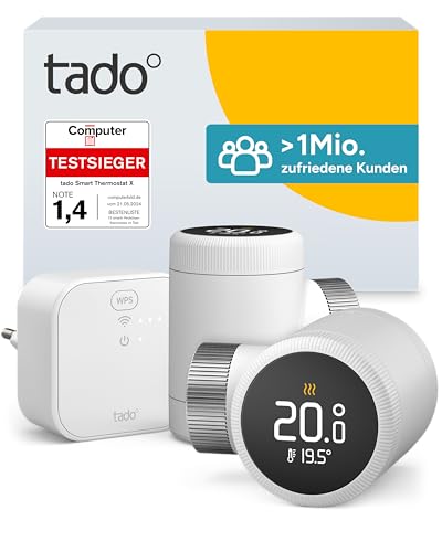 tado° Smartes Heizkörperthermostat X – Starter Kit mit Bridge X, Heizungssteuerung per App und Smart Speaker (Alexa, Siri, Google Assistant), Energie sparen, DIY Installation