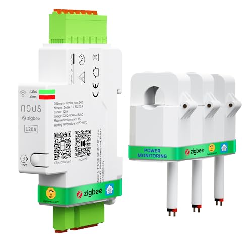 NOUS ZigBee Smart DIN Stromzähler 120A, Energieverbrauchsmonitor, Kompatibel mit Alexa & Google Home, DIN-Schienenmontage, Echtzeit-Überwachung