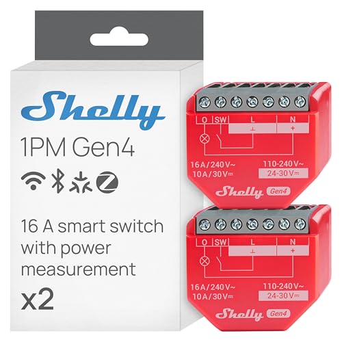 Shelly 1PM Gen4 - WLAN Smart Relais Schalter, Strommessung, Stromzähler