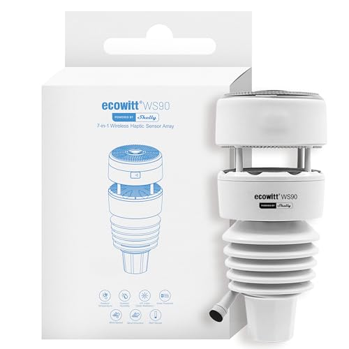 Ecowitt WS90 Powered by Shelly - Bluetooth & Zigbee 7-in-1 Smart Wetterstation, Smarte Bewässerung & Gartenbau, UV- & Solarstrahlungsmessung, Haptische Regenmessung, IPX5, Shelly Smart Control App