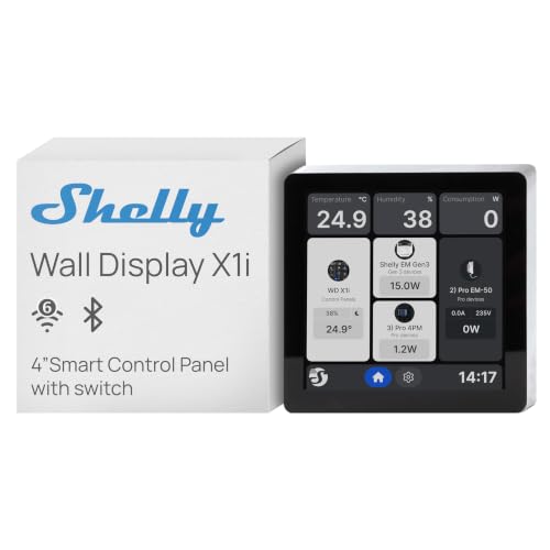 Shelly Wall Display X1i Silber - Smarte Bedienzentrale mit 4" Touchscreen, Integriertes Relais, Lichtsteuerung, Wi-Fi 6 & Bluetooth, Szenen, Smart Home Panel, Alexa & Google, Kein Hub Erforderlich